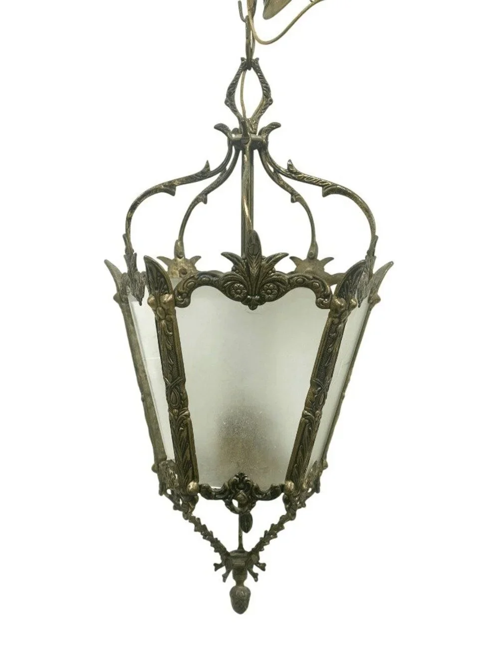 Vintage Neoclassical / Victorian Style Frosted Glass Wired Pendant Light
